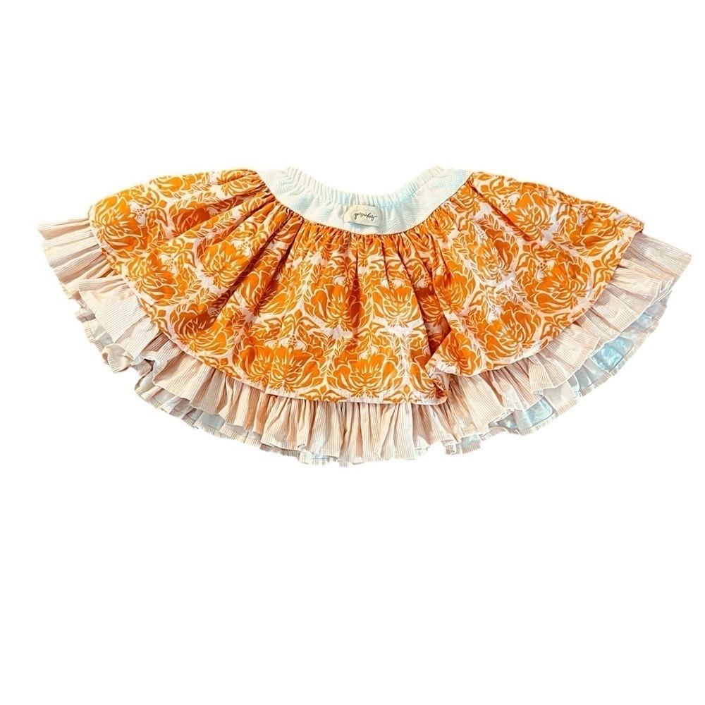 Persnickety Pink and Orange Cotton Ruffled Twirly Skirt Girls Size 6